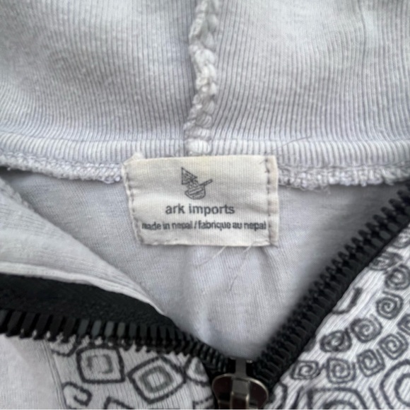 Ark Imports Boho Hippie Embroidered Full Zip Hooded Tunic Sweater Hoodie - Picture 5 of 13